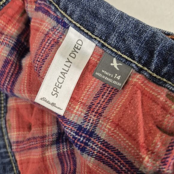 Eddie Bauer Women’s 14 Flannel Lined Jeans Dark Wash Straight Leg Stretch Winter - Picture 7 of 9